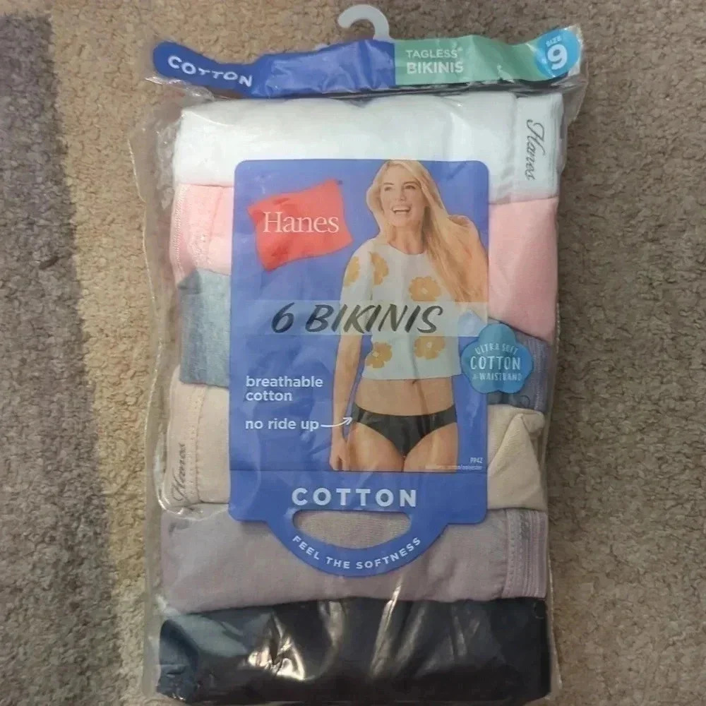 Hanes Originals Women’s Bikini Underwear, Breathable Cotton Stretch, 6-Pack (9)